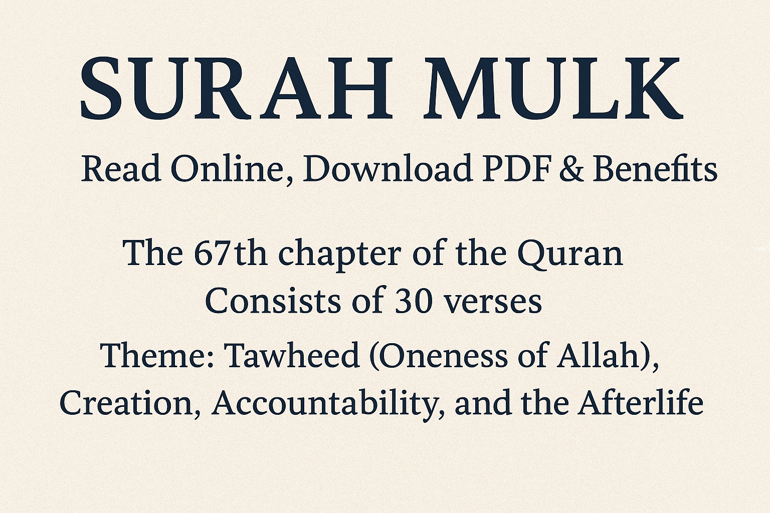 Surah Mulk PDF read online and benefits